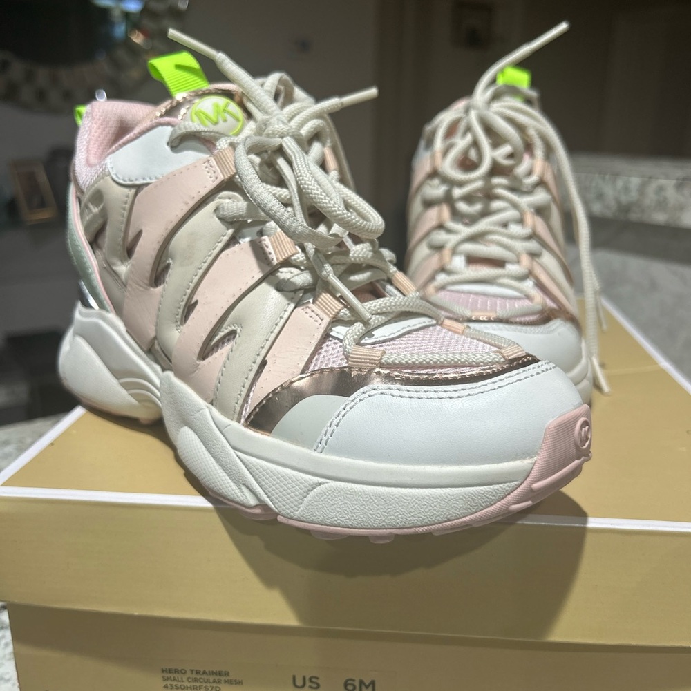 Michael Kors Women's Pink and White Sneakers